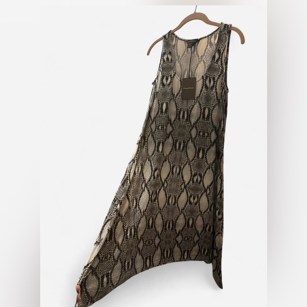 Tommy Bahama Gray Snake Print Sharkbite Hem Dress